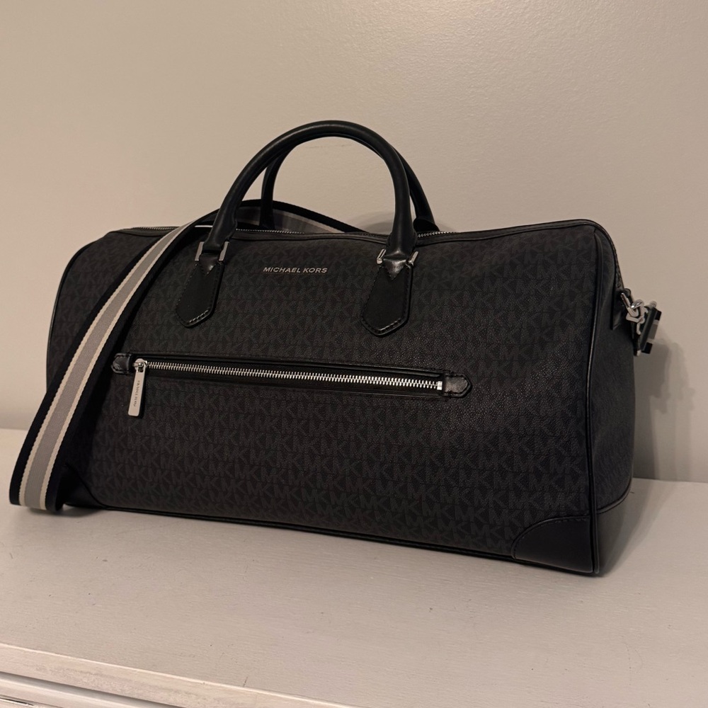 Michael Kors Black and Gray Duffel Bag